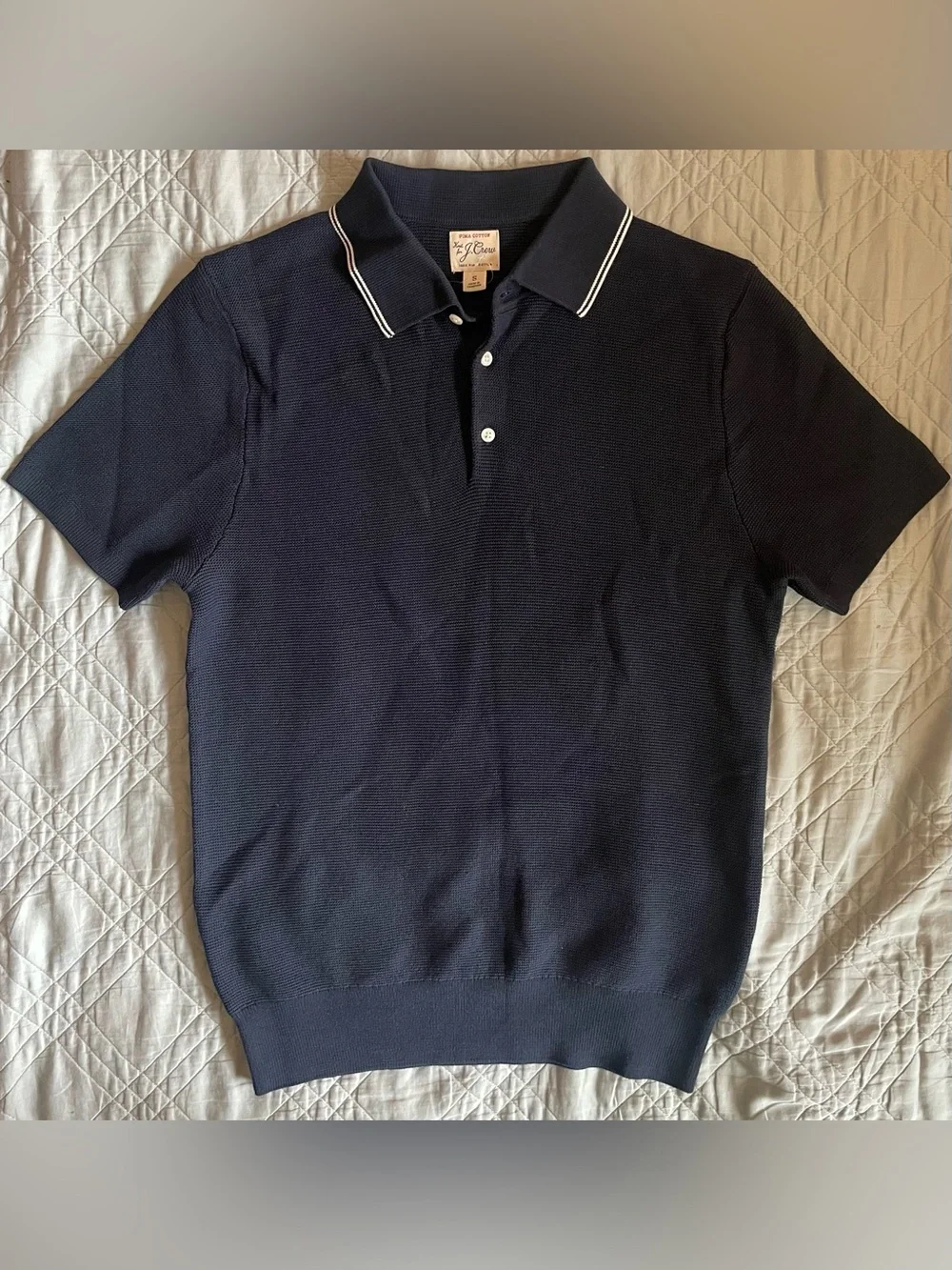 J. CREW Short-sleeve tipped sweater-polo in Pima cotton Size S $118 CT217